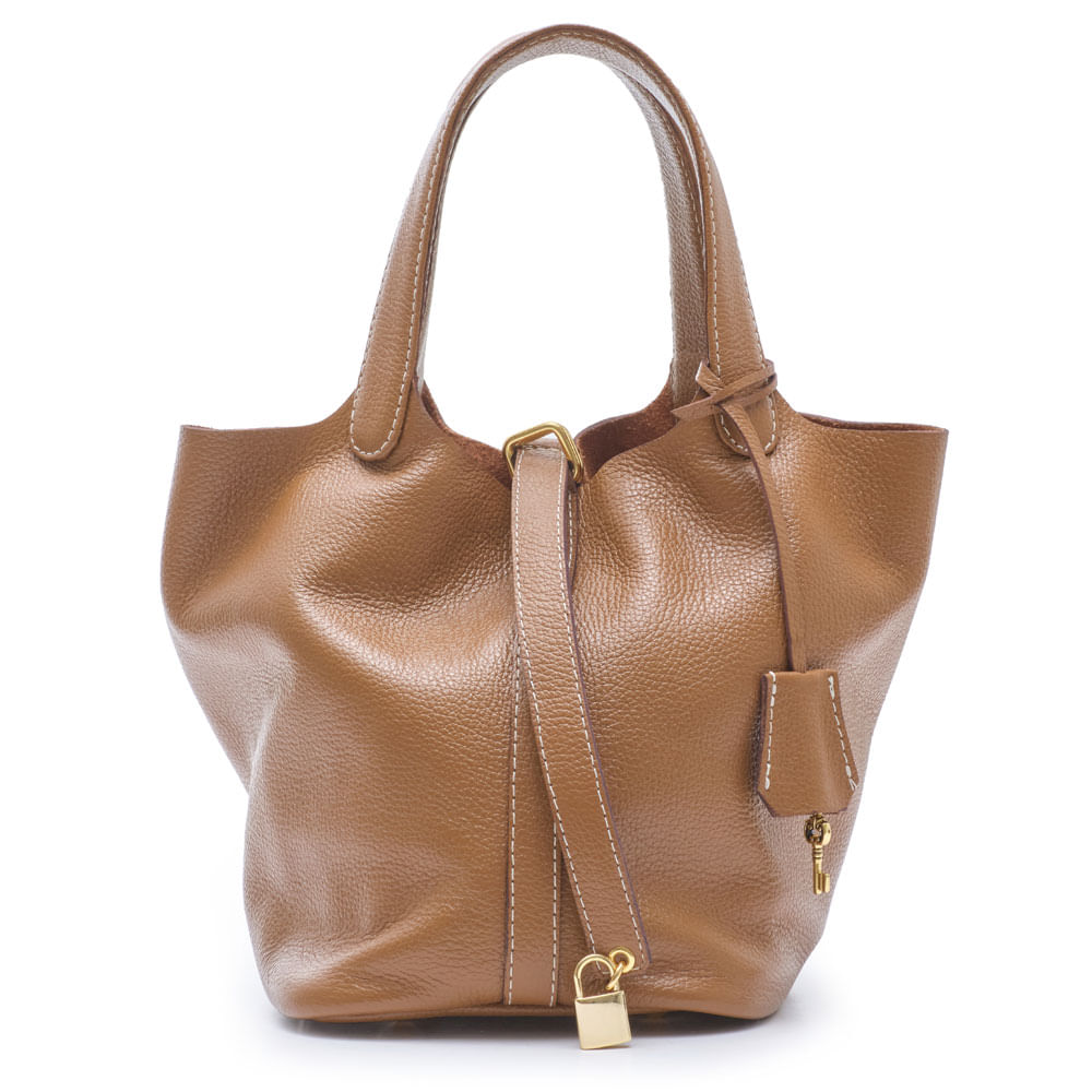 bolsa m|s bucket off sela com chave e cadeado dourado-1